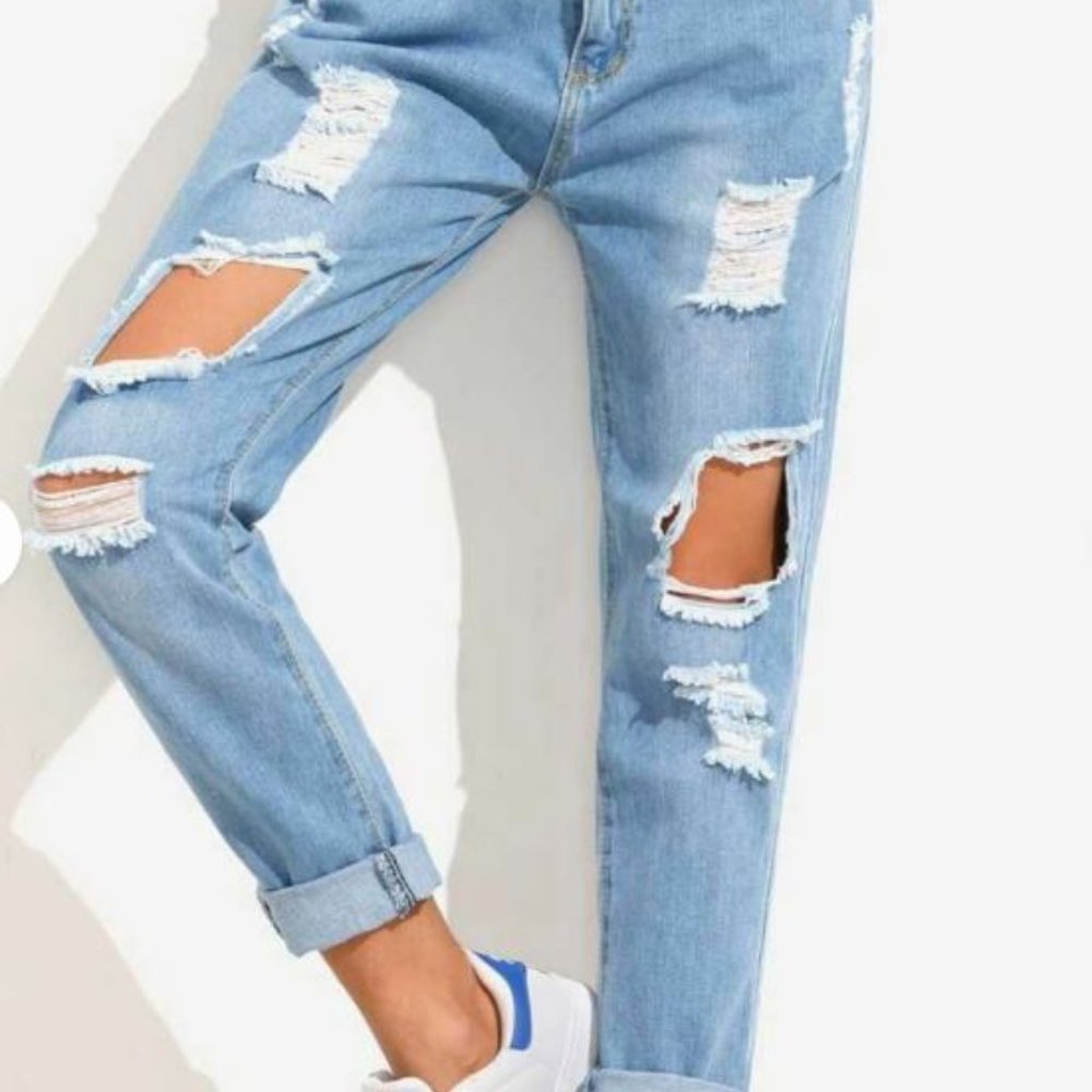 Distressed Boyfriend Jeans - Picture 2 of 2